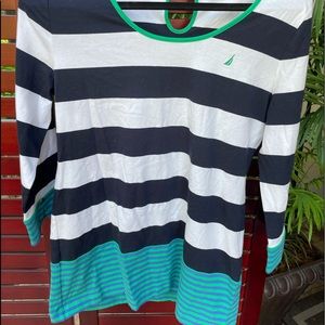 Nautica Resort Navy Blue striped top